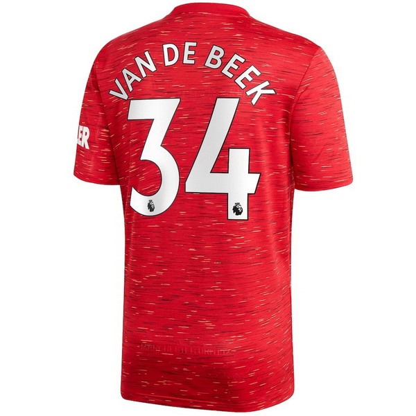 Camiseta Manchester United NO.34 Van De Beek Primera Equipación 2020-2021 Rojo